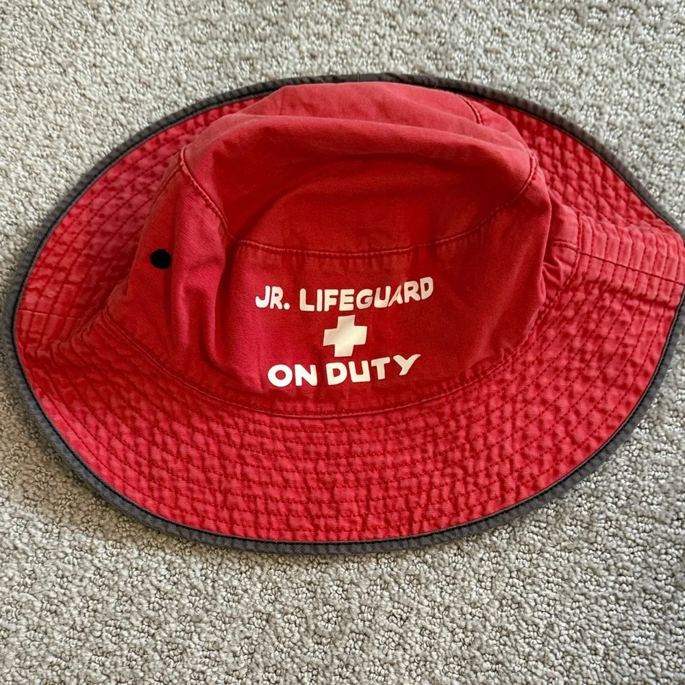 Red Jr. Lifeguard Kids Sun Hat - 'Jr. Lifeguard On Duty'